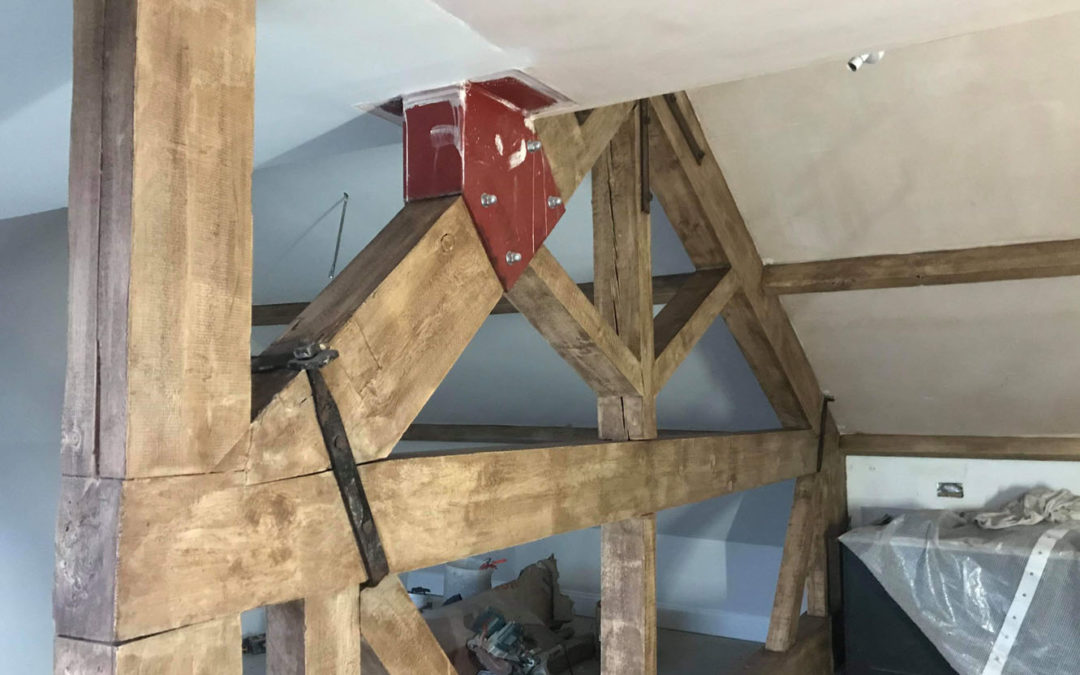 Newly Exposed Beams to Antique Oak