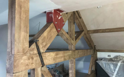 Newly Exposed Beams to Antique Oak