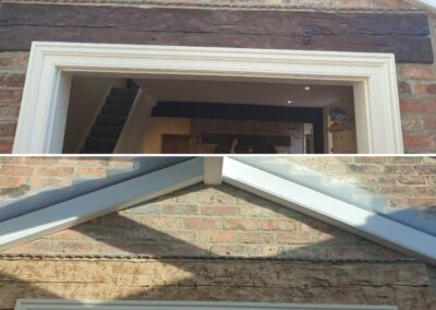 Dark Brown Beams Renovated to a Light Antique Oak Finish