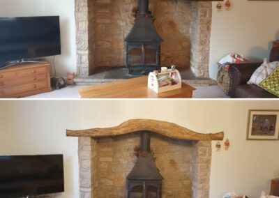 Dark Brown Beams Renovated to an Antique Oak Finish