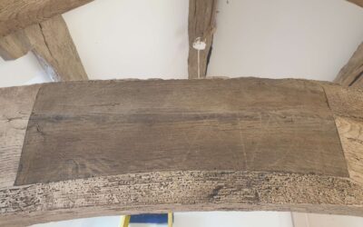 Reddish Brown Beams to an Antique Oak Finish