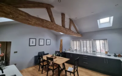 Newly Exposed Beams to Antique Oak