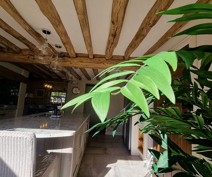Dark Brown Beams to Antique Oak
