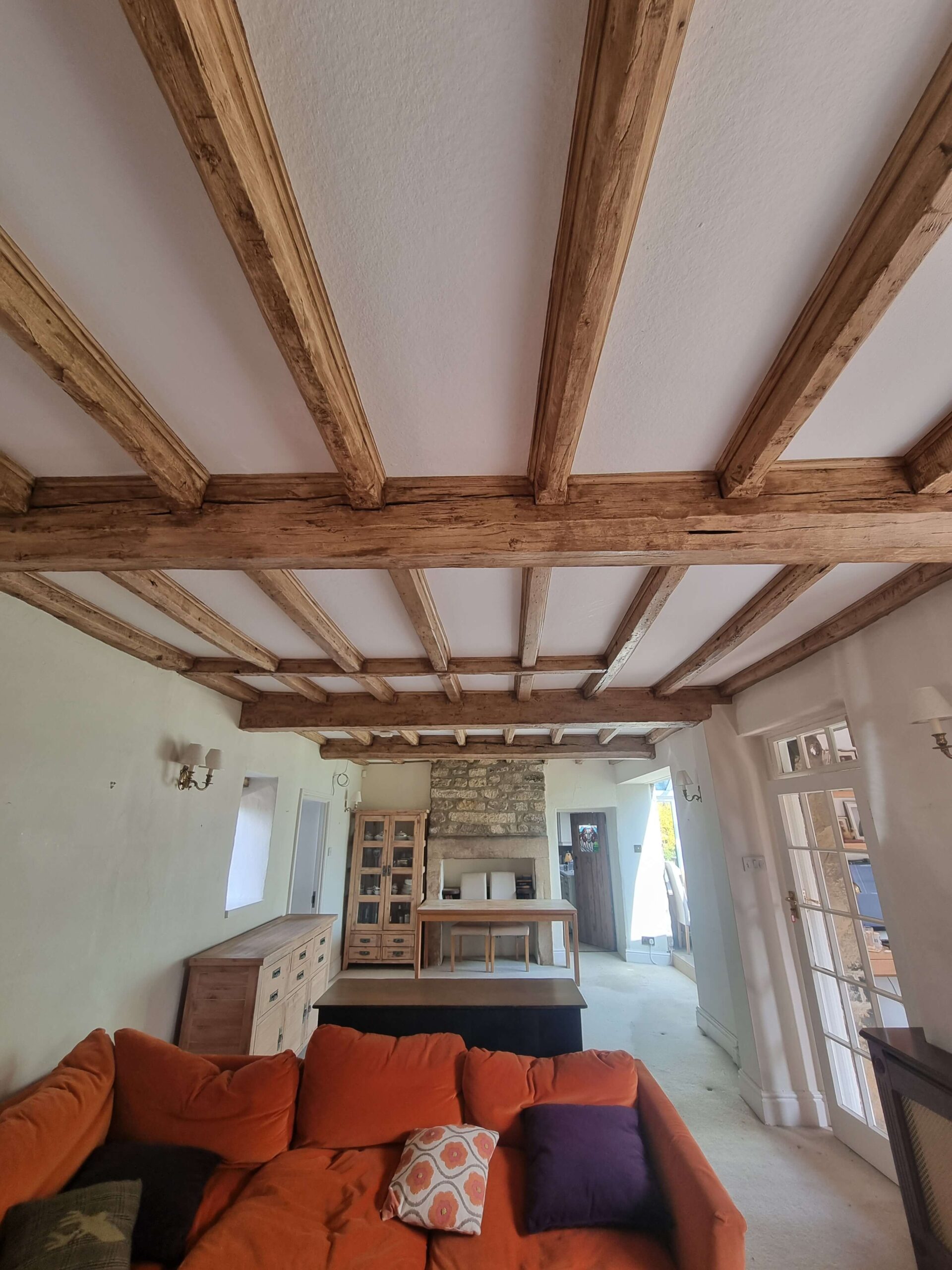 Dark Brown Black Beams to Modern Light Oak (4)