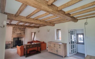 Dark Brown Black Beams to Modern Light Oak