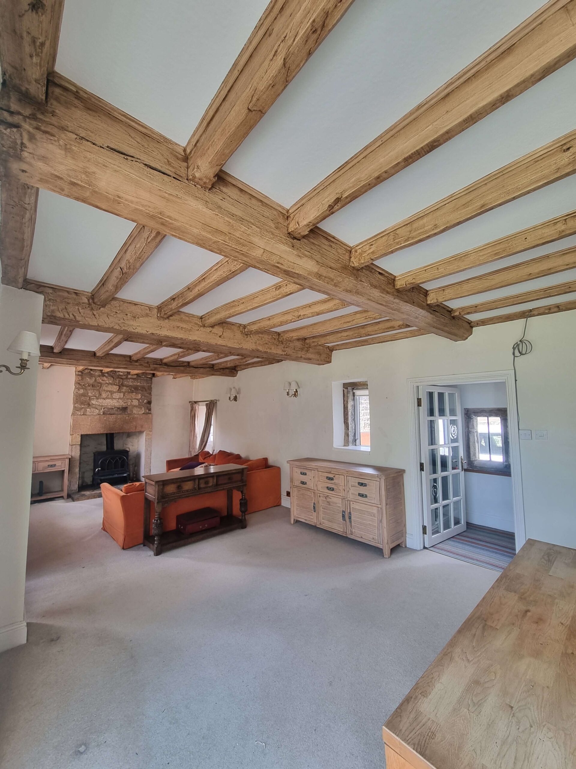 Dark Brown Black Beams to Modern Light Oak (7)